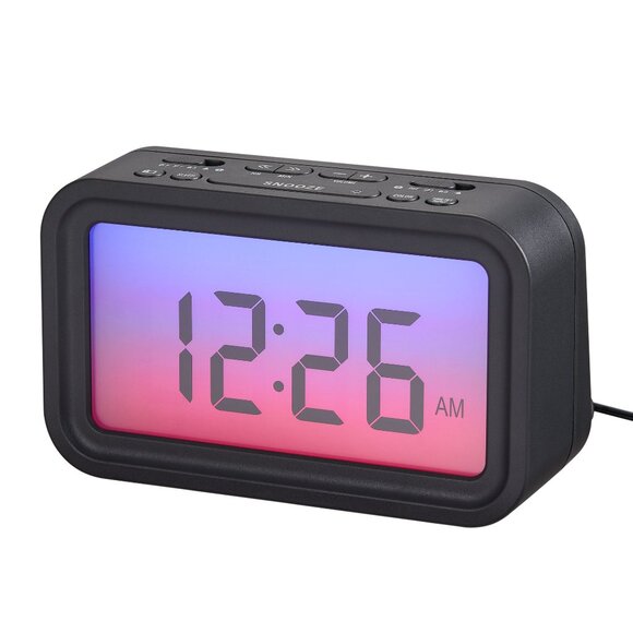 ONN Digital Alarm Clock With Ombre Color Changing Display Black color New - Picture 2 of 5